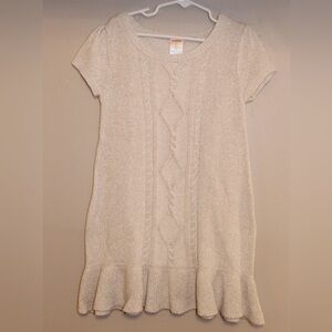 Gymboree Tan and Cream Ruffled Ribbed Knit Casual Dress NWT